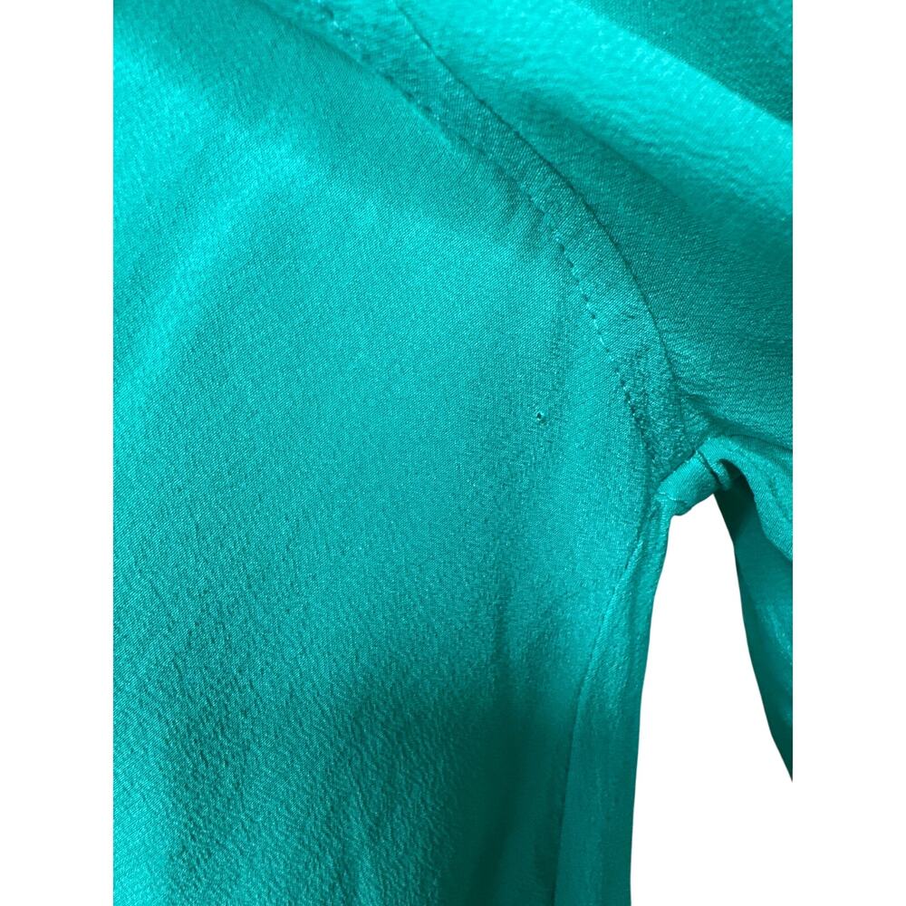 VICTORIA BECKHAM Scoop-neck twist-knot silk-crepe shirt Teal Green Size US 10 - Picture 7 of 11